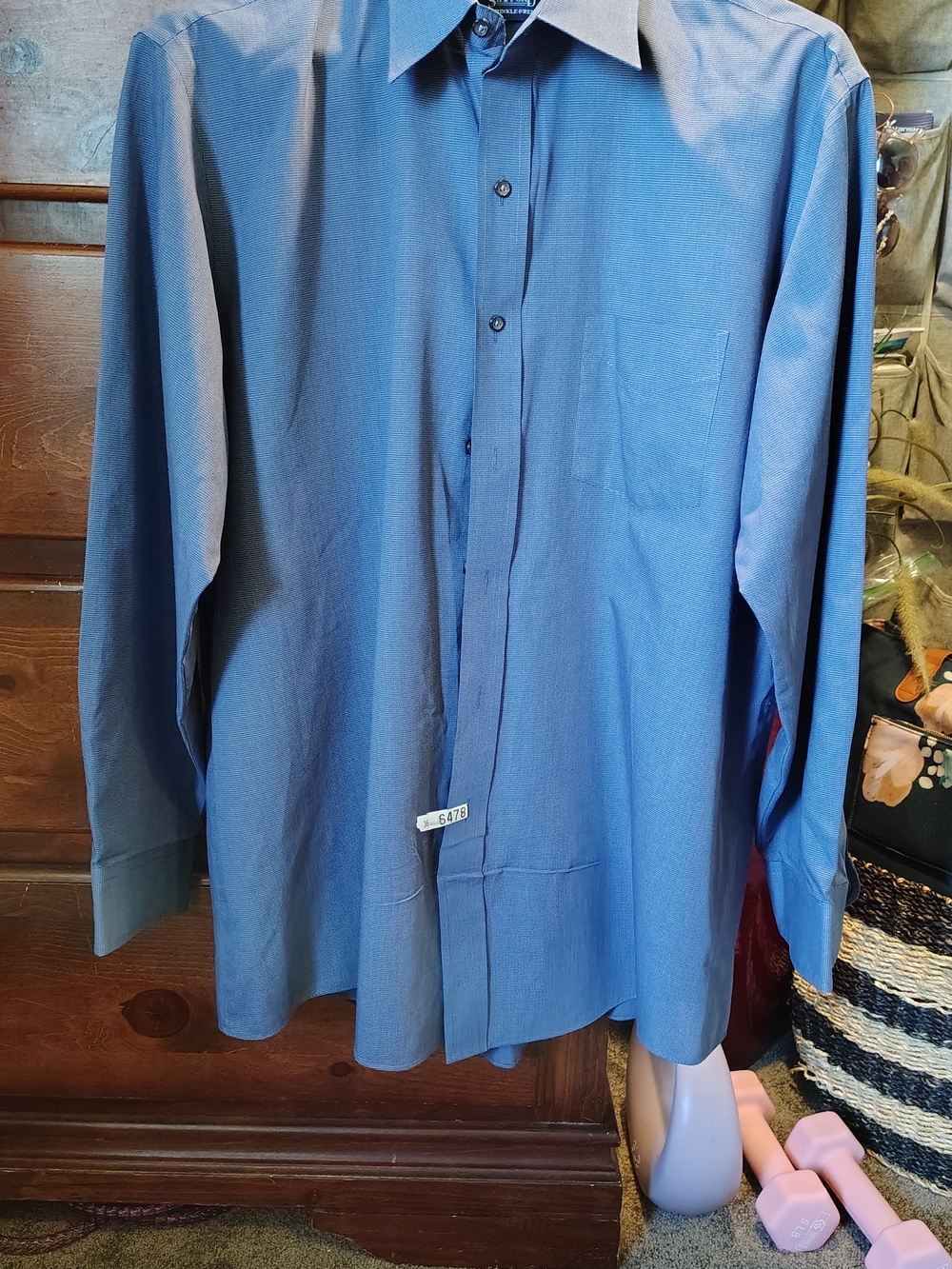Stafford Blue Long-Sleeve Dress Shirt